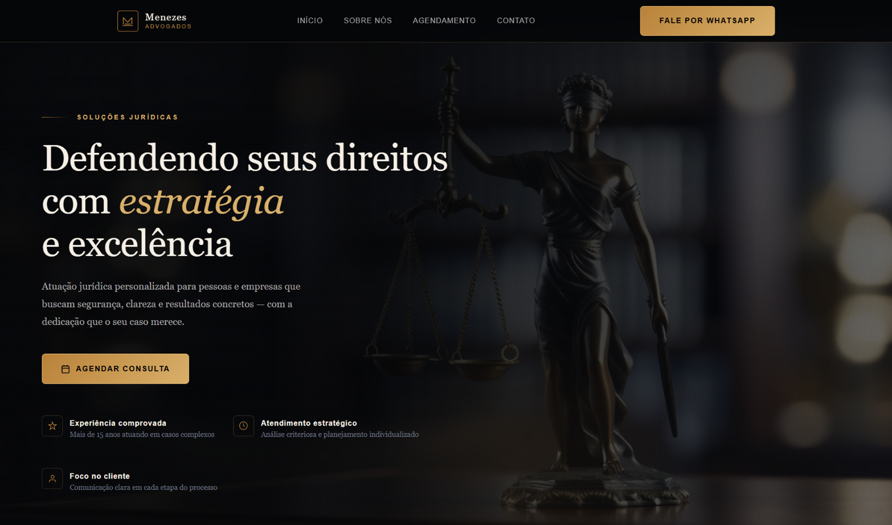 Prévia de site jurídico premium